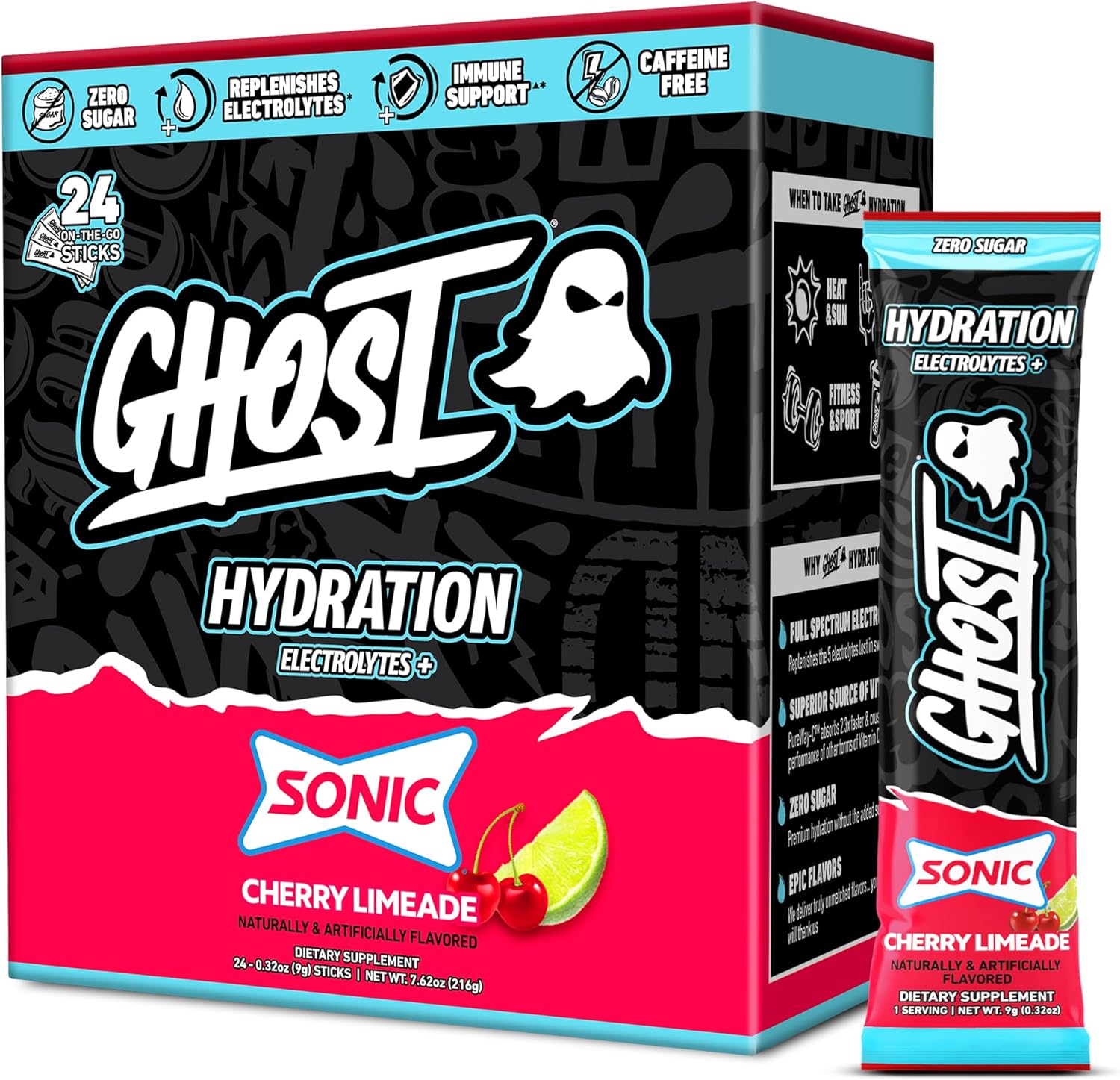 Ghost Hydration Sticks — Cherry Limeade, 216g (Best By 1/2027)