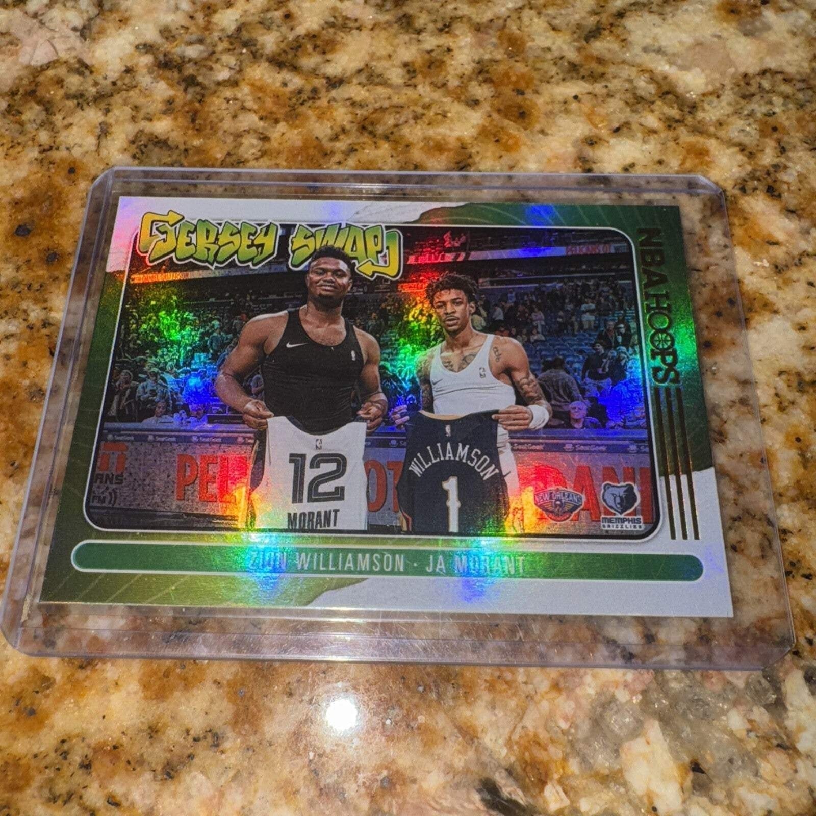 Zion Williamson & Ja Morant Jersey Swap #10 2020-21 NBA Hoops Holo Silver+Base