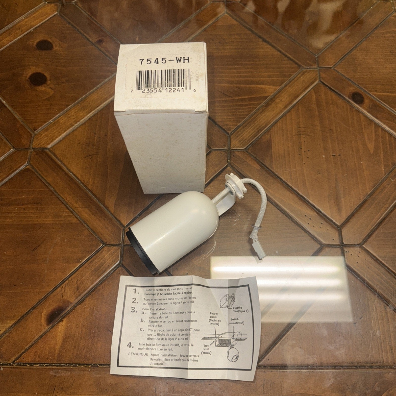 7545-WH White Track Light Head Fixture Spotlight Lamp H-Style Connector