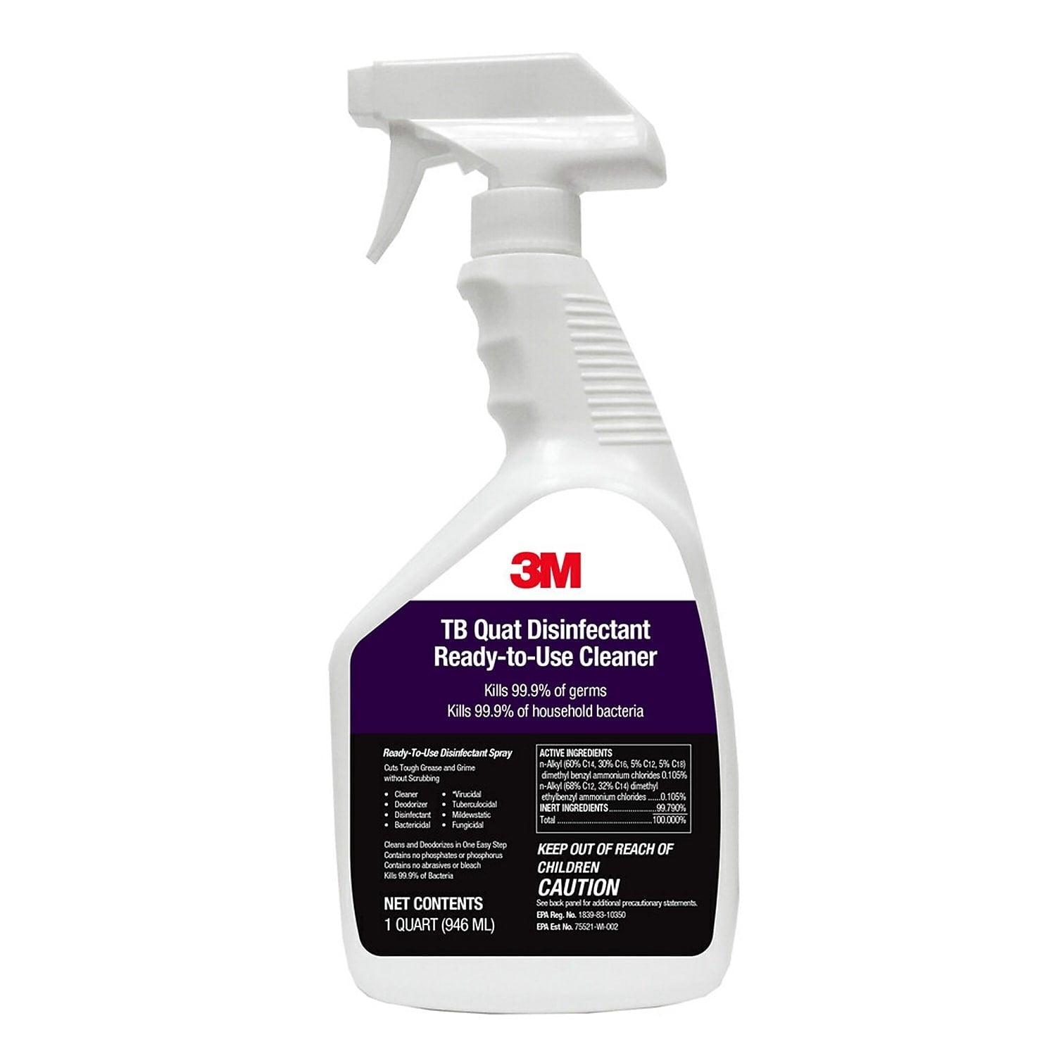 3M TB Quat 1-Step Lemon Scent Disinfectant for All Surfaces, No Scrubbing