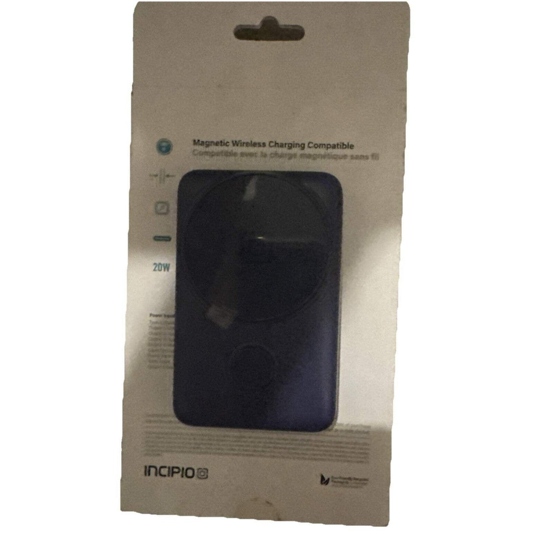 Incipio 10000mAh Power Bank Wireless Charging Integrated Cables USB-C Blue