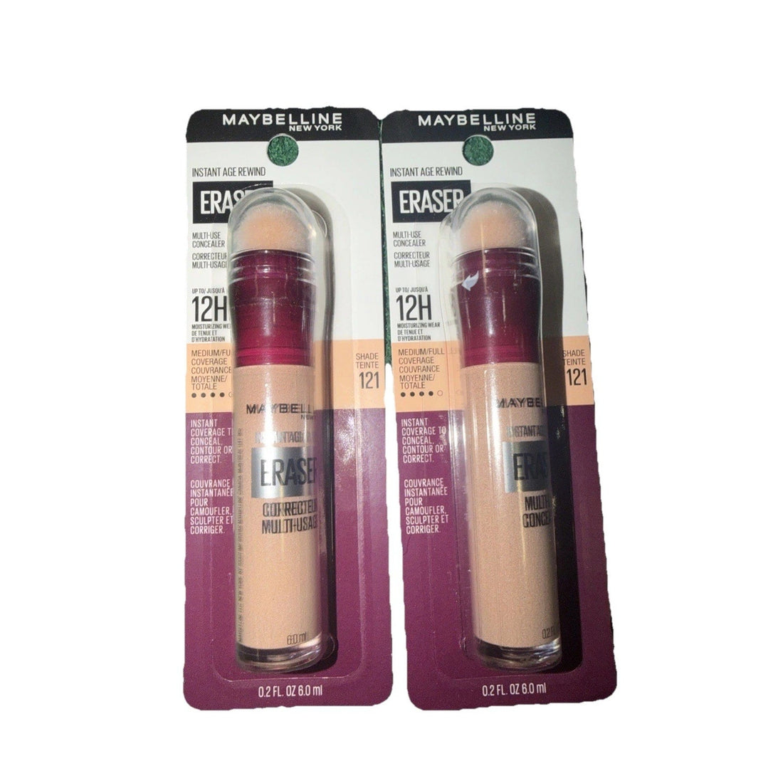 Maybelline Instant Age Rewind Eraser Concealer, 121 Light Honey (2-Pack)