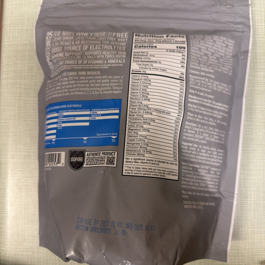 Isopure Zero Carb Whey Isolate Creamy Vanilla 1 Lb 15 Servings exp 02/27