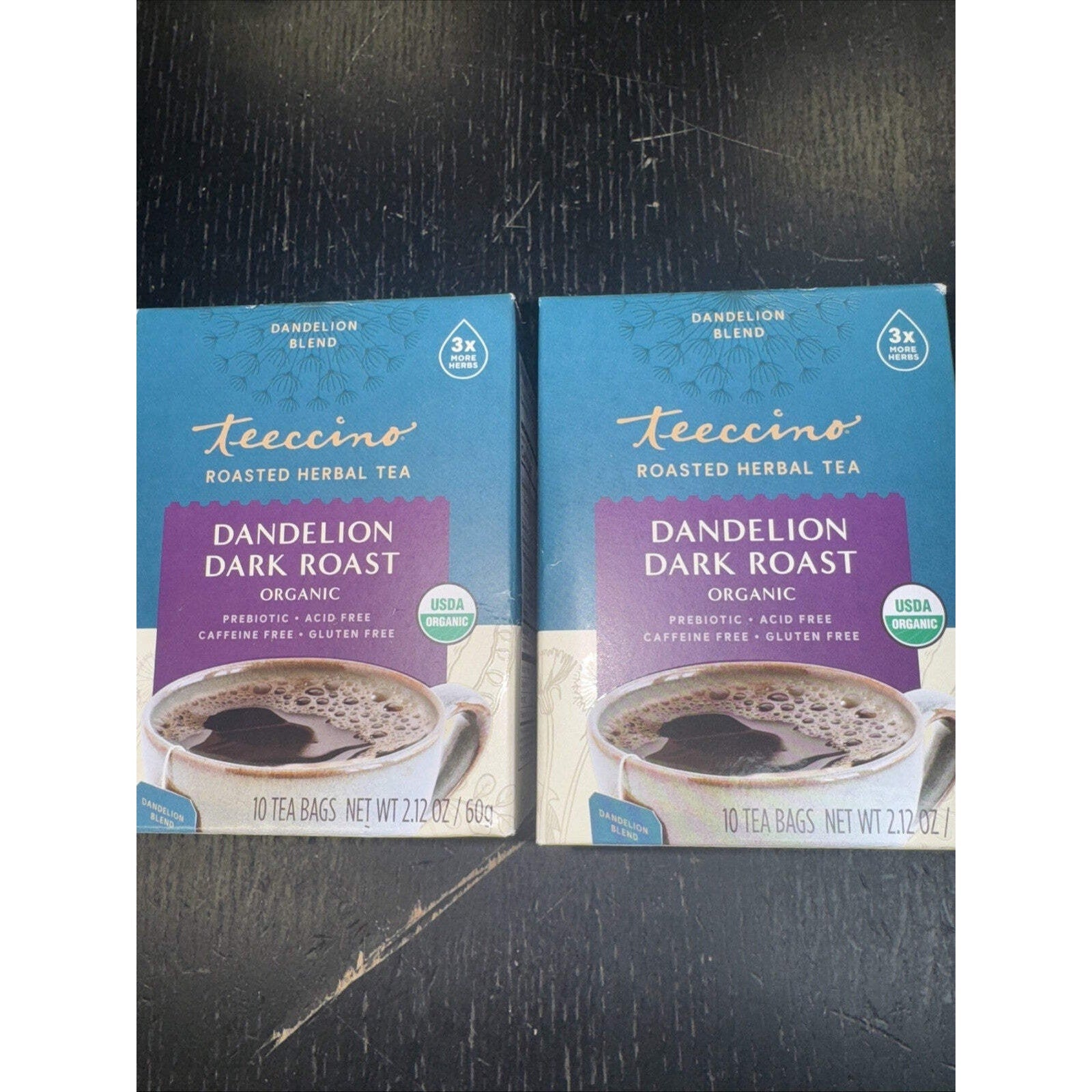 Teeccino Dandelion Dark Roast Chicory Herbal Tea, Organic, 20 Tea Bags