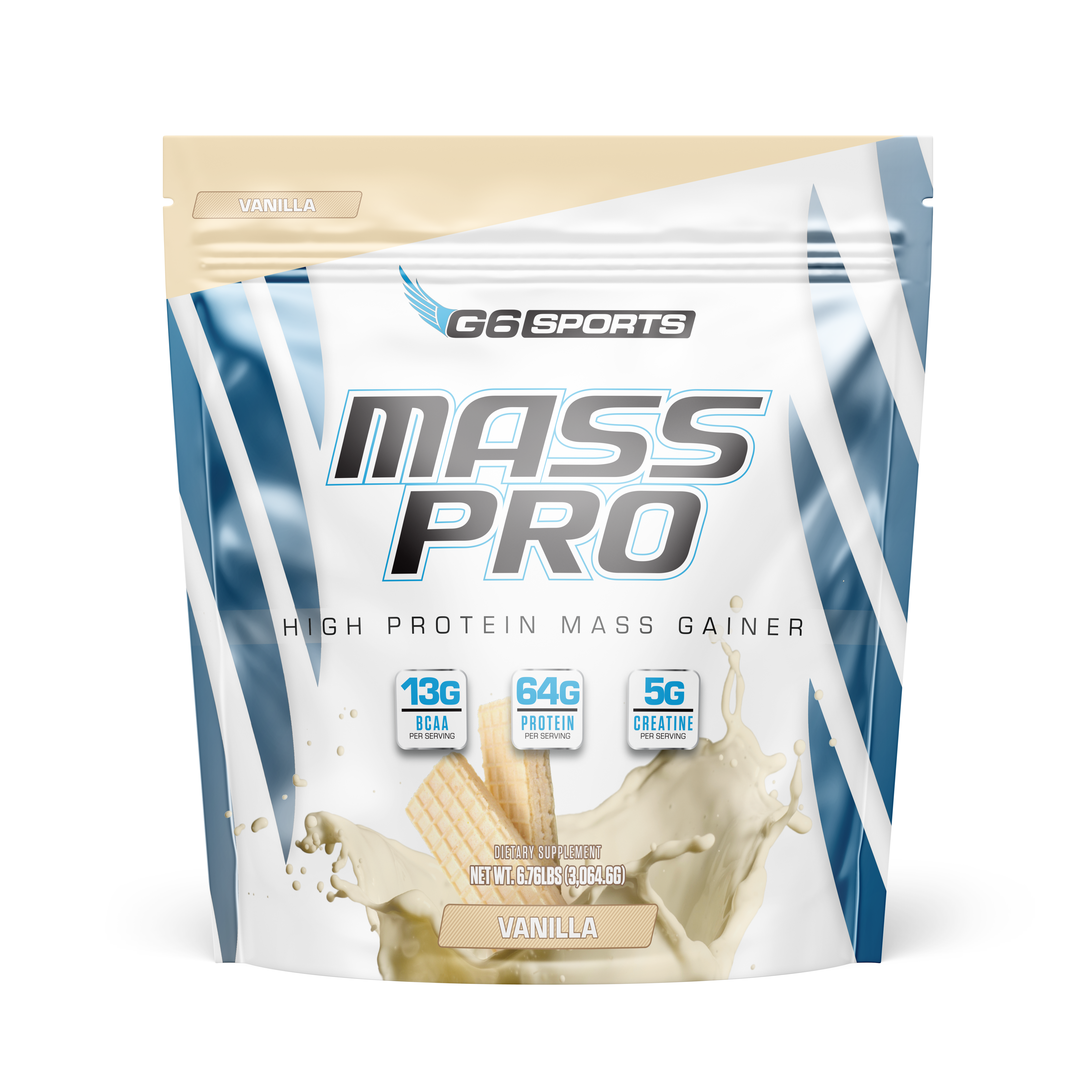 G6 Sports Mass Pro High Protein Mass Gainer — Vanilla, 14 Servings
