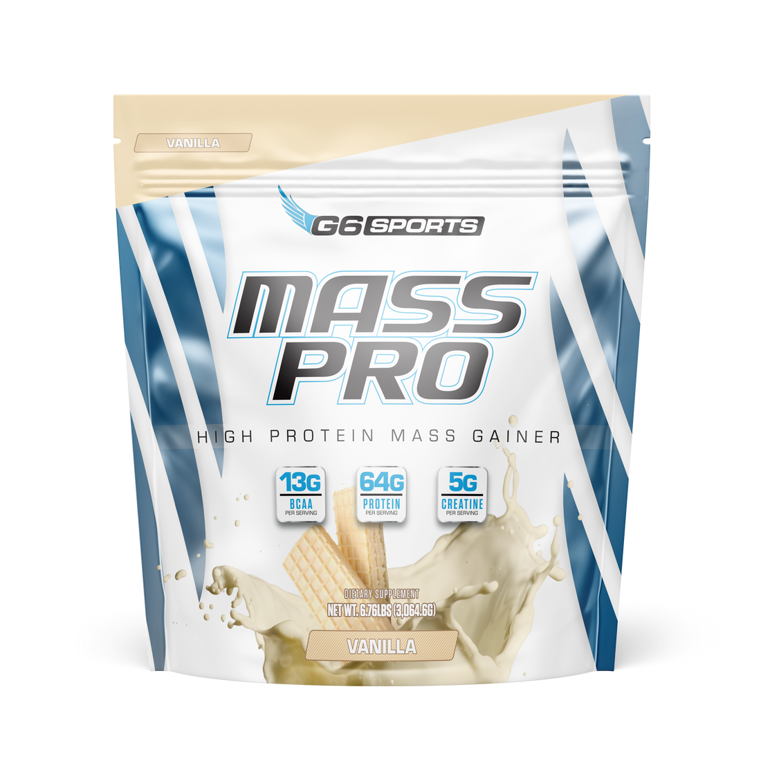 G6 Sports Mass Pro High Protein Mass Gainer — Vanilla, 14 Servings