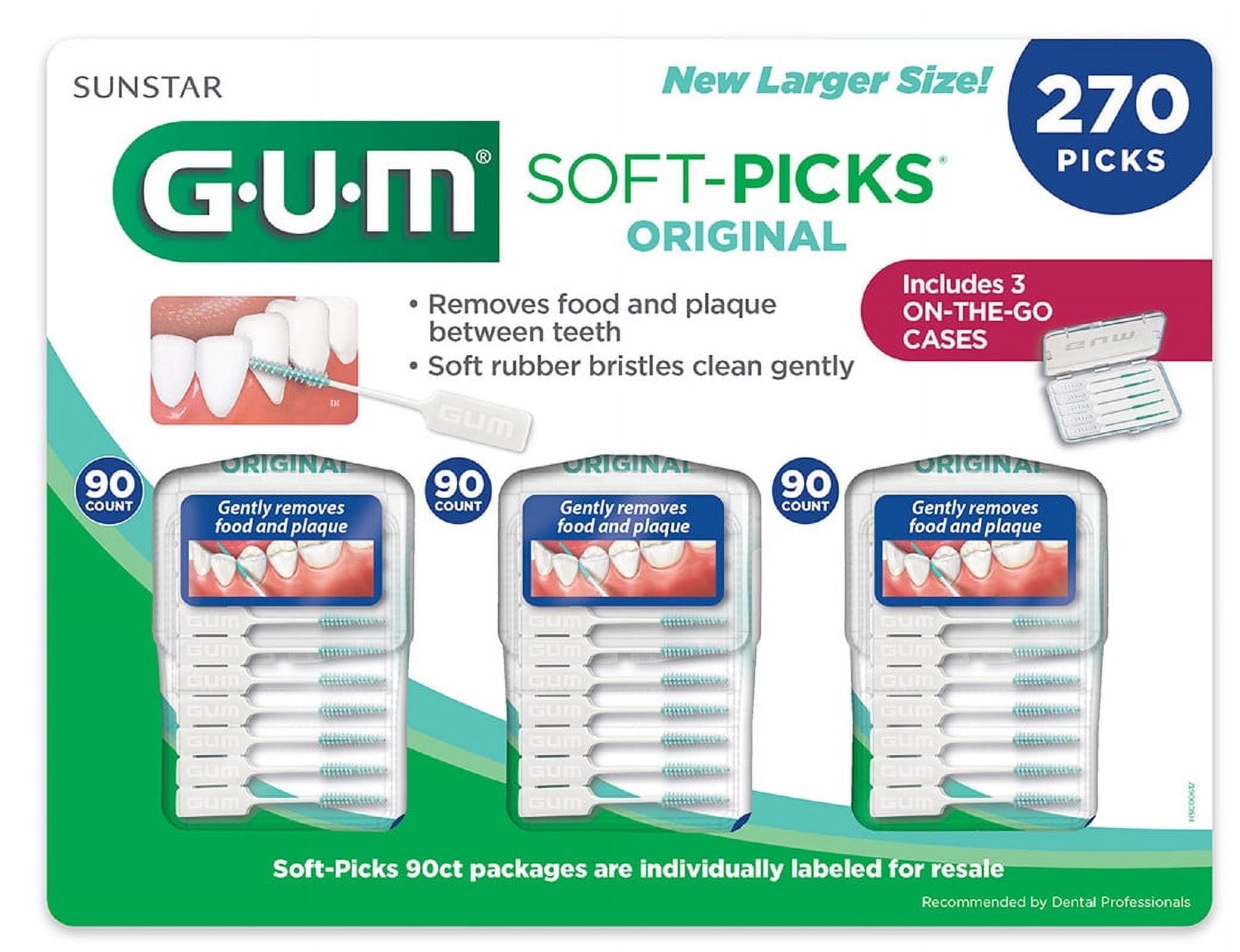 Sunstar GUM Soft-Picks Original Dental Picks for Teeth Cleaning & Gum 270ct