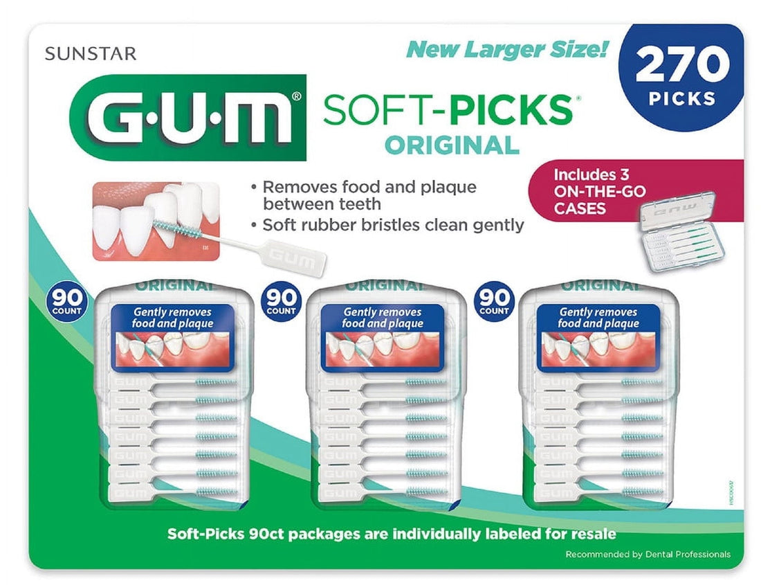 Sunstar GUM Soft-Picks Original Dental Picks for Teeth Cleaning & Gum 270ct