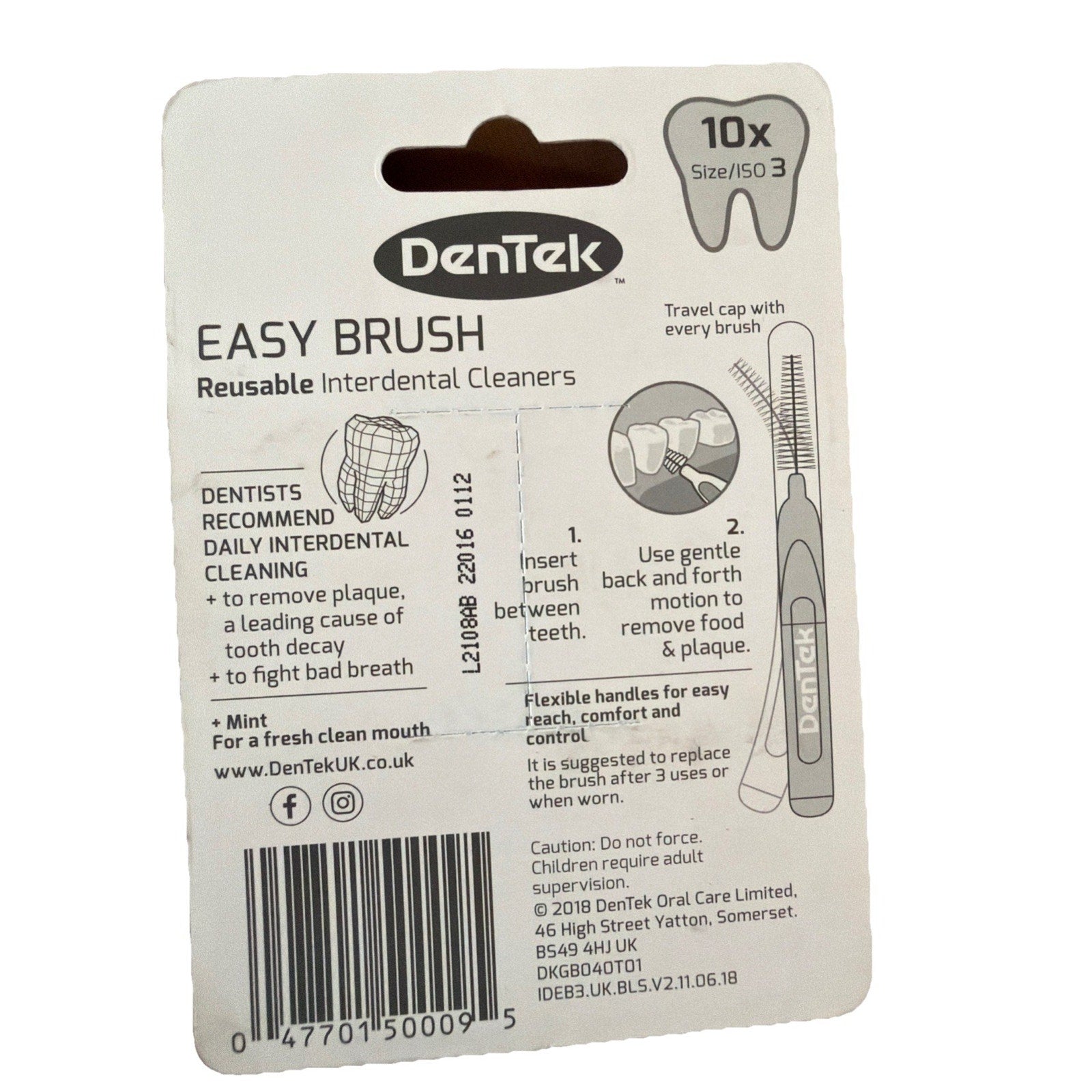 DenTek Easy Brush Interdental Brushes, ISO3 / 0.6mm, Reusable