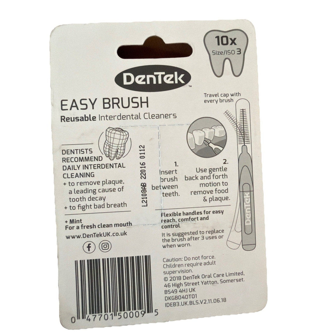 DenTek Easy Brush Interdental Brushes, ISO3 / 0.6mm, Reusable