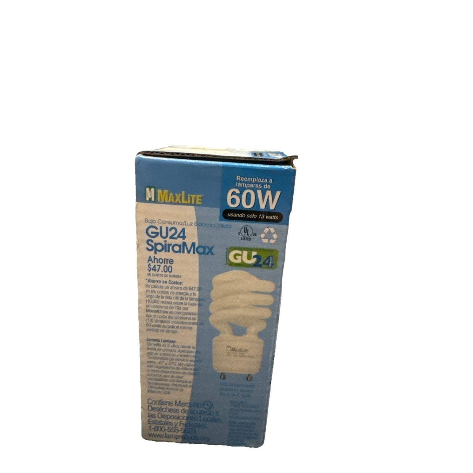 MaxLite SpiralMax GU24 13W CFL Bulb MLS13GUWW 60W Eq 900lm 2700K, 2-Pack