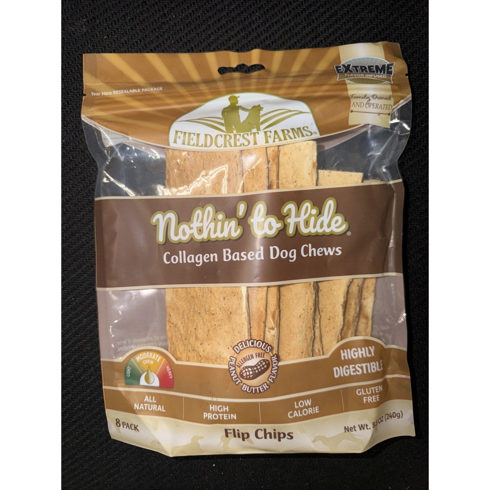 Nothin to Hide Flip Chips Peanut Butter Flavor Dog Chews - All Natural Rawhide Alternative Treats for Dogs