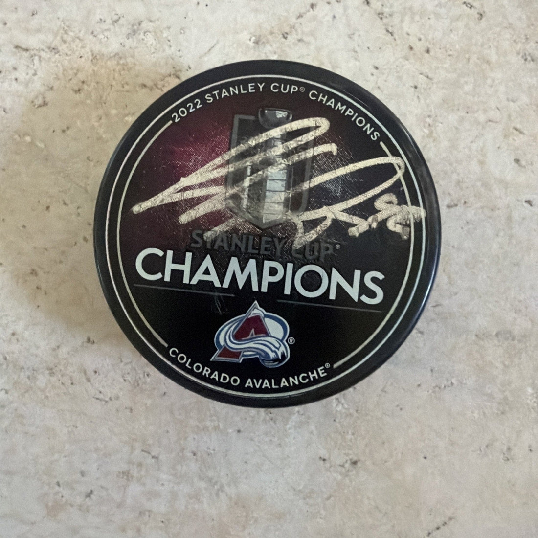Gabriel Landeskog Signed 2022 Stanley Cup Champs Puck Fanatics Auth