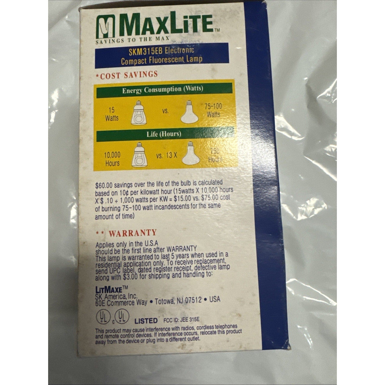 MaxLite SKM315EB 15W CFL Bulb 840 Lumens Instant On Replaces 75–100W