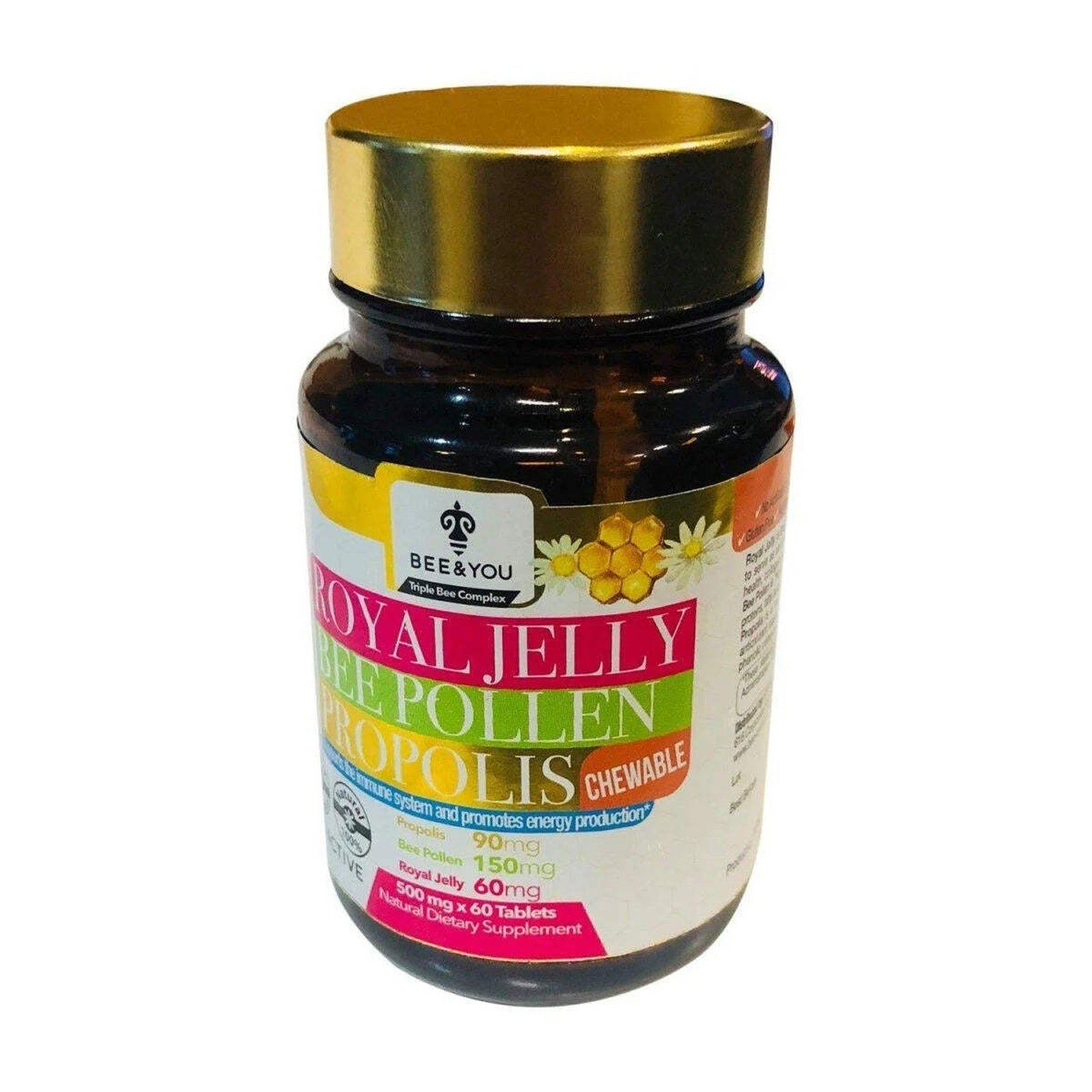 Bee and You Royal Jelly + Propolis + Bee Pollen Chewable Tablets - High Potency