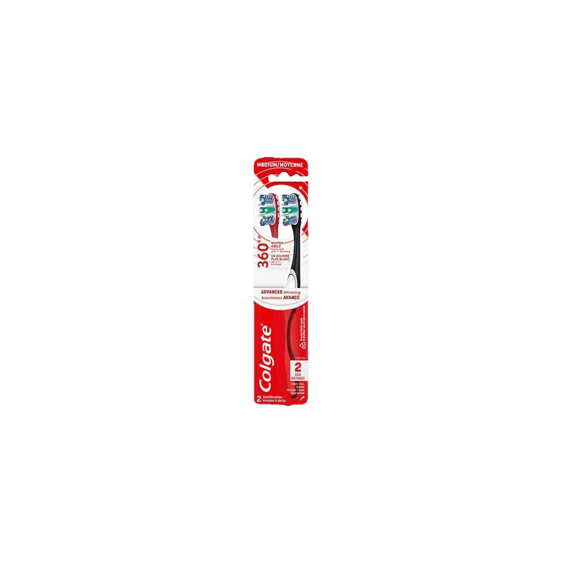 Colgate 360 Optic White Advanced Whitening Toothbrush, 2 Count