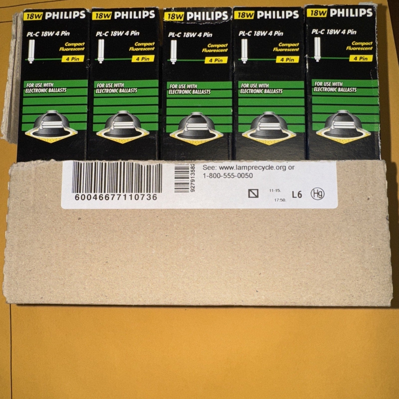 Philips 383299 PL-C 18W 4-Pin CFL Light Bulbs 2700K Warm White G24q-2 (10-Pack)