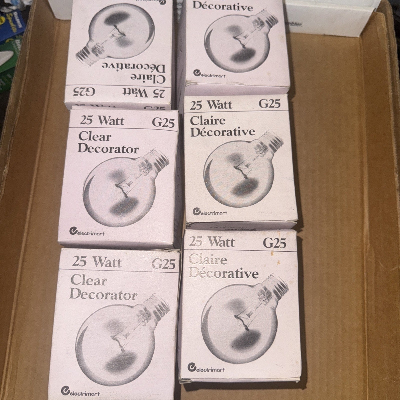 Electrimart Claire Decorative G25 Globe Light Bulb, Clear 25W E26 (6-Pack)