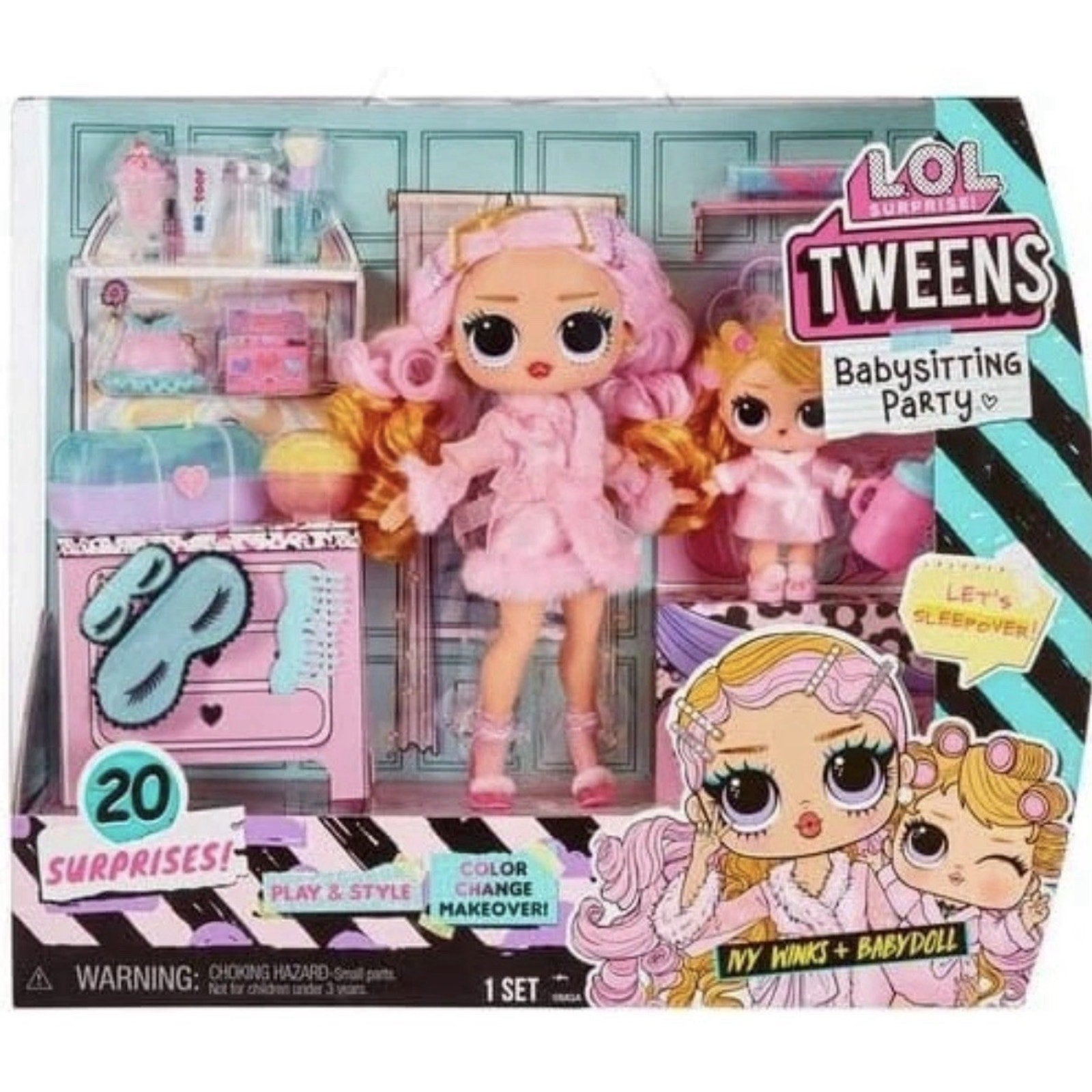 LOL Surprise! Tweens Babysitting Party, Ivy Winks & Babydoll, 20 Surprises (2-Pack)