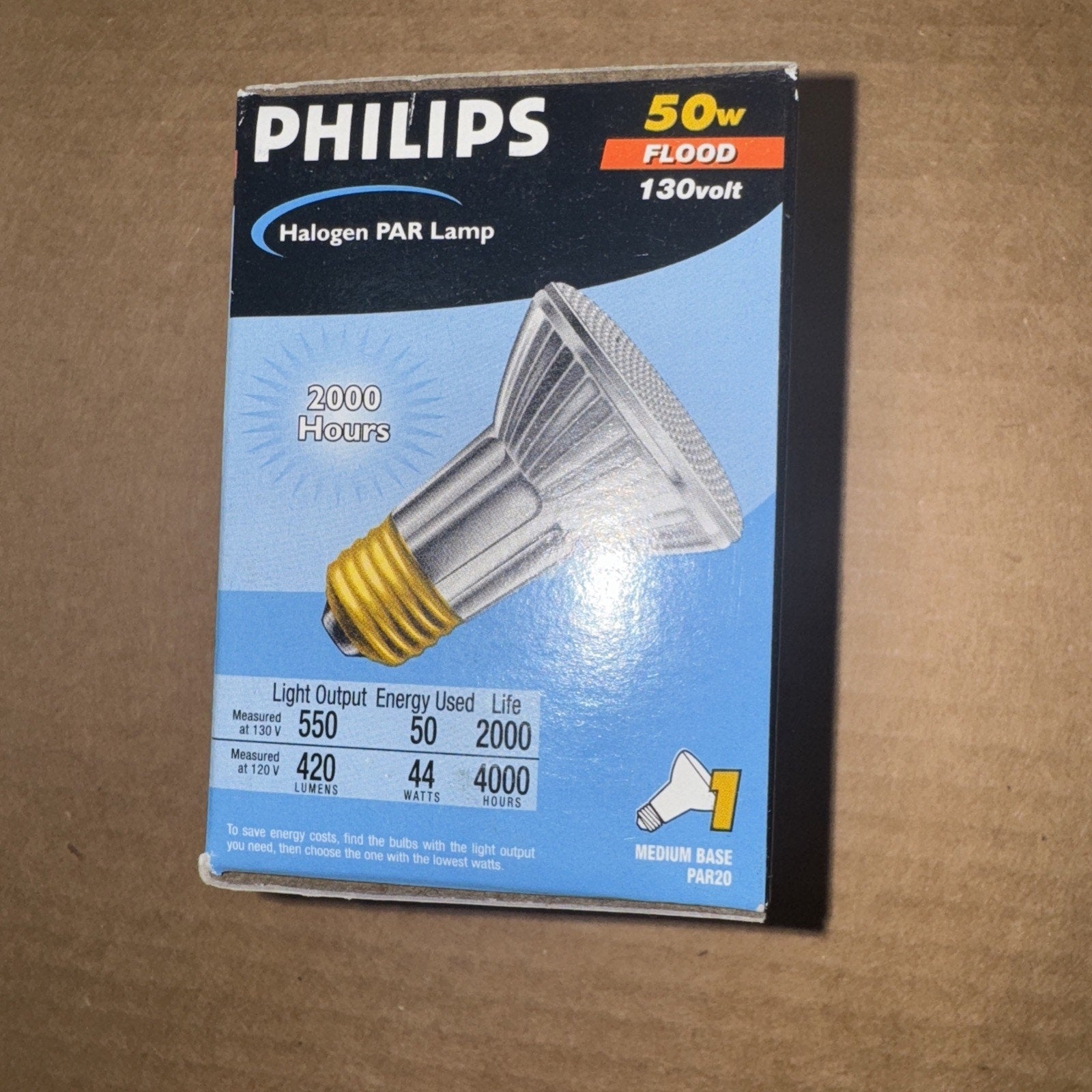 Philips Halogen Wide Flood Light, 50W PAR30, 4000 Hr, 470 Lumens
