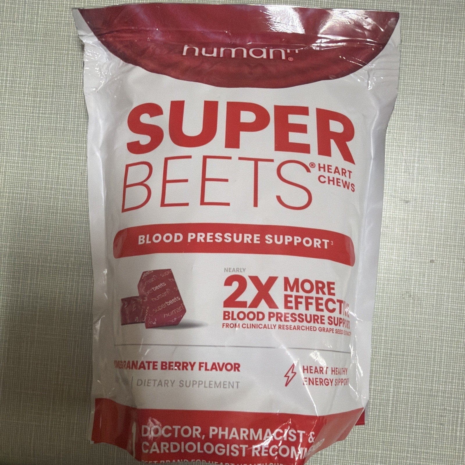 Superbeets Heart Chews, Nitric Oxide & Blood Pressure Support, 60 Count