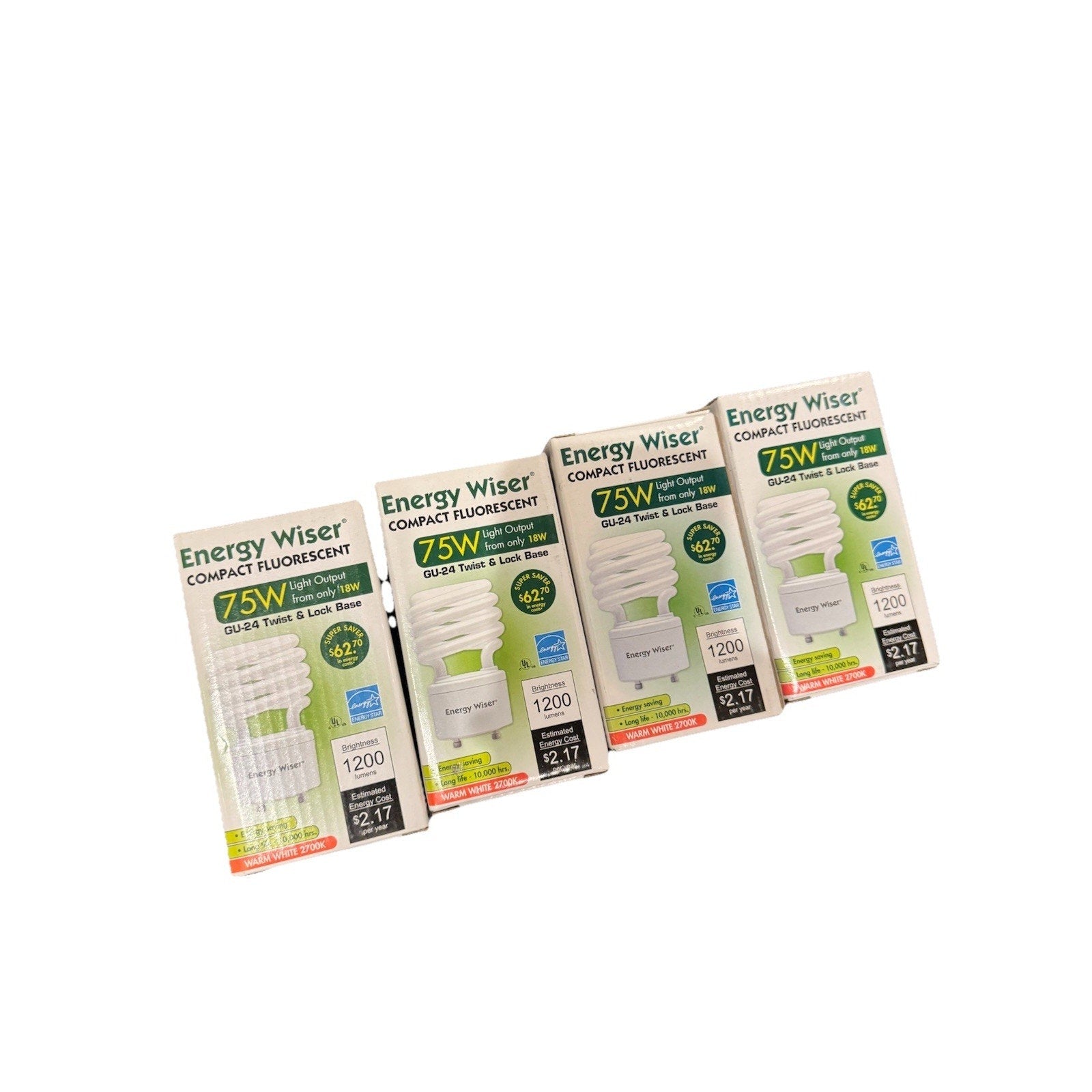 4 Energy Wiser 75W Equivalent GU24 CFL Bulb – 18W,Warm White 2700K,1200 Lumens