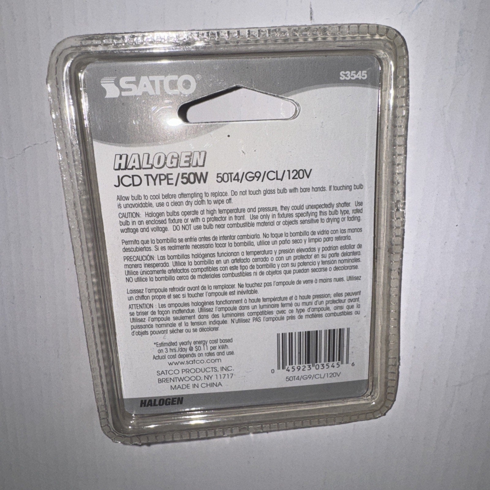 Satco S3545 1/Card 120V 50-Watt T4 G9 Base Light Bulb, Clear