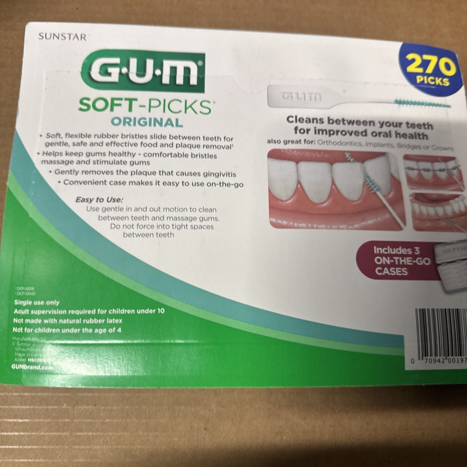 Sunstar GUM Soft-Picks Original Dental Picks for Teeth Cleaning & Gum 270ct