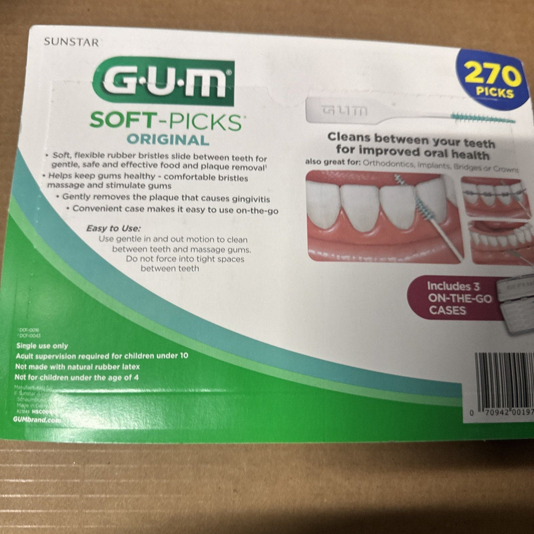 Sunstar GUM Soft-Picks Original Dental Picks for Teeth Cleaning & Gum 270ct
