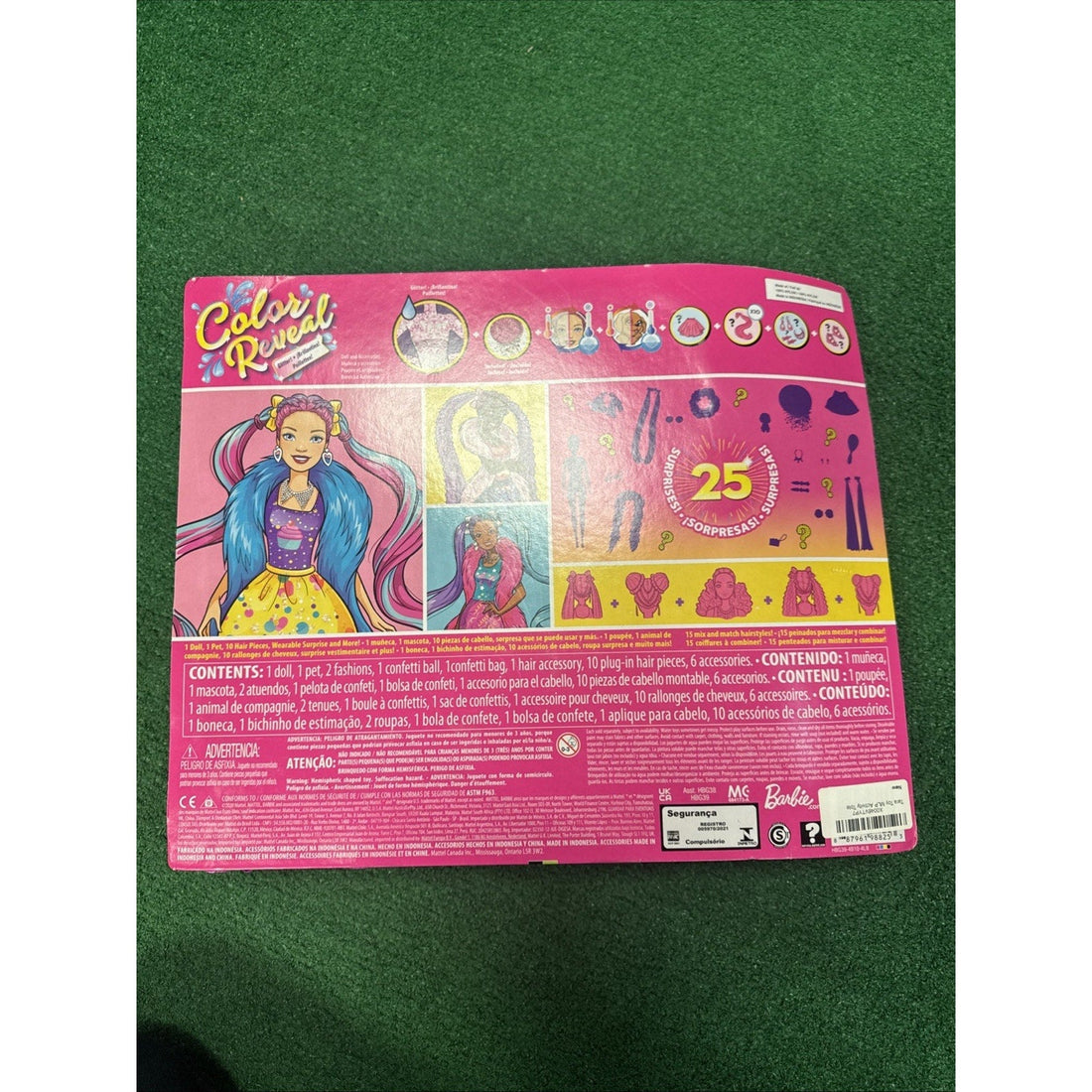 Barbie Color Reveal Glitter! Hair Swaps Doll, Glittery Pink with 25 Surprises