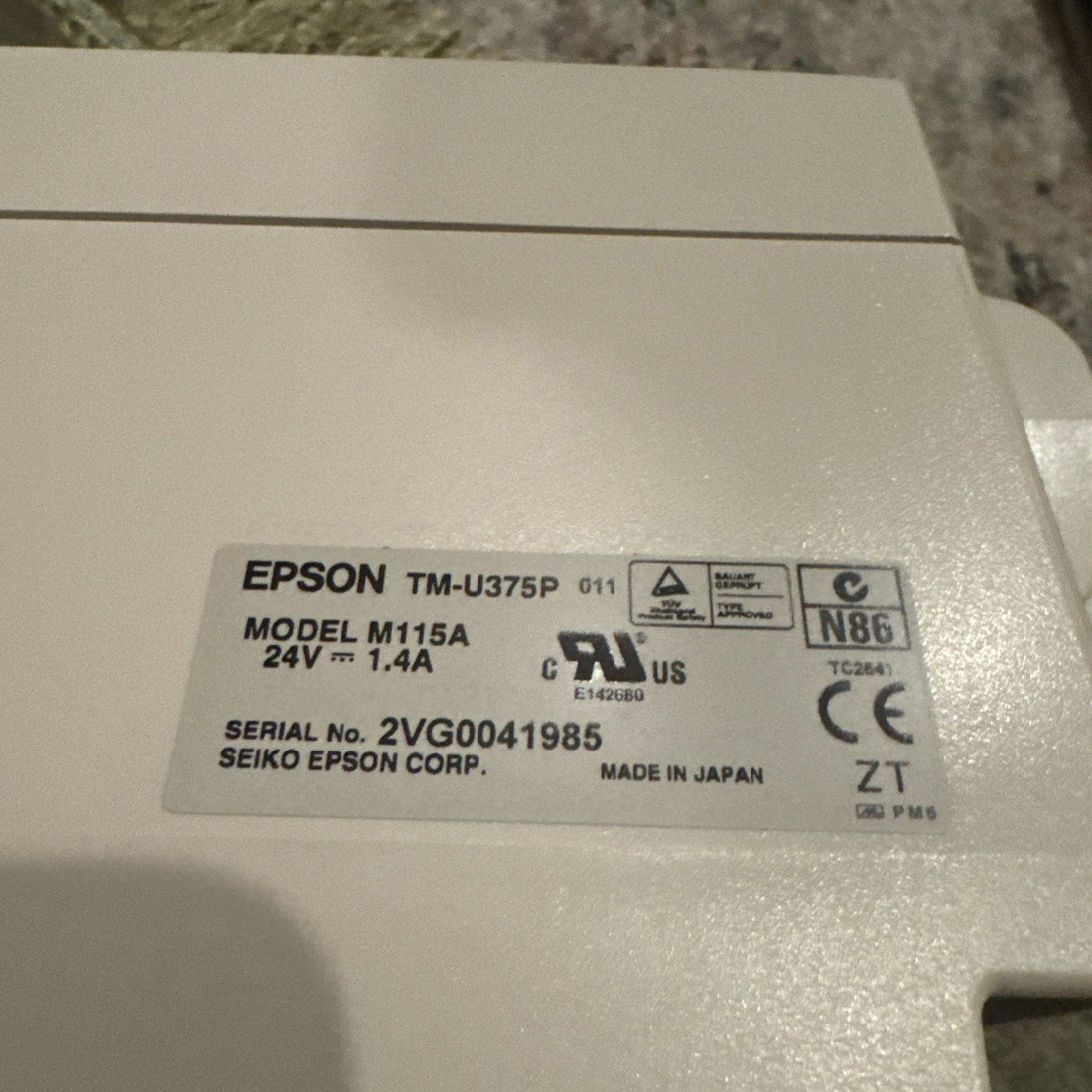 Epson TM-U375P M115A Dot Matrix POS Receipt Printer, No Power Adapter