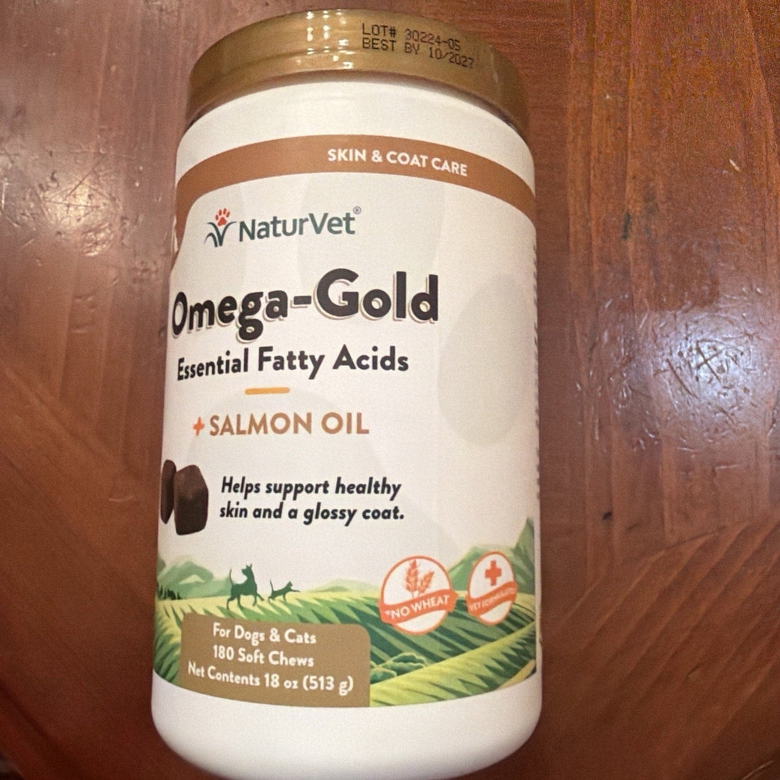 NaturVet Omega-Gold Plus Salmon Oil 180 Chews