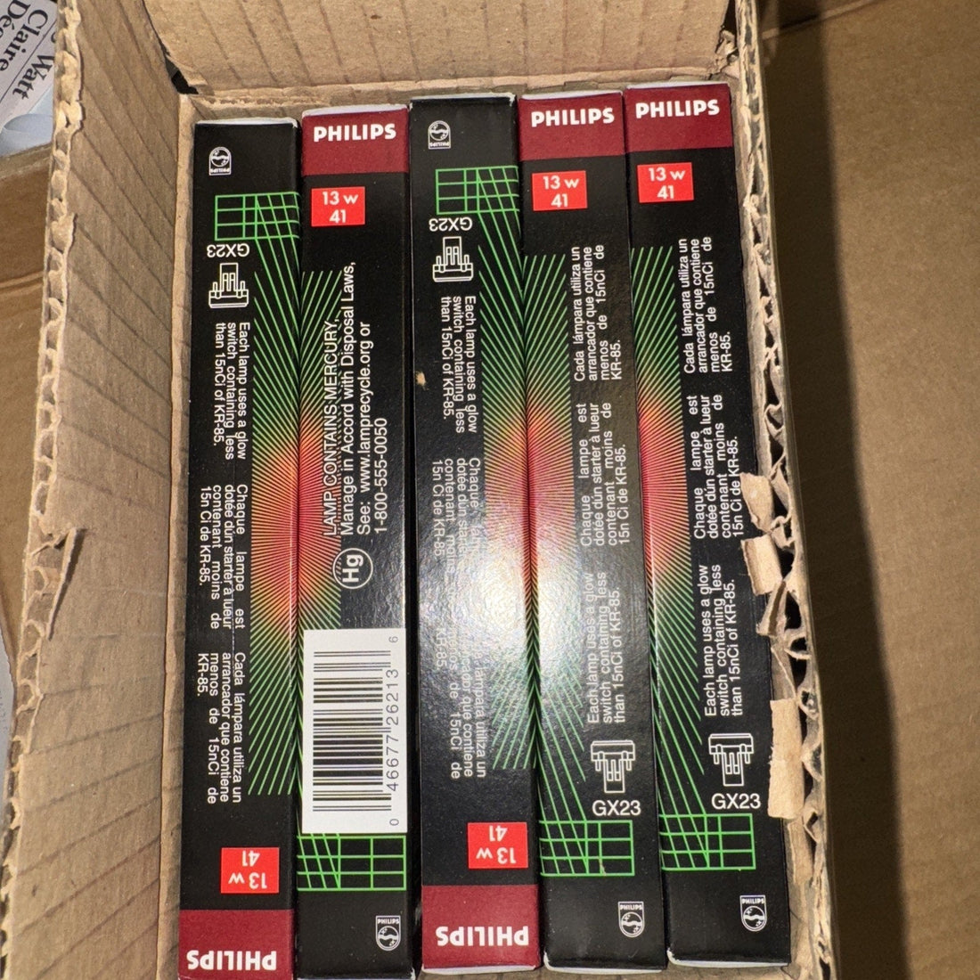 Philips PL-S 13W/30 Twin Fluorescent Tube, 2-Pin GX23 Base (Lot of 10)