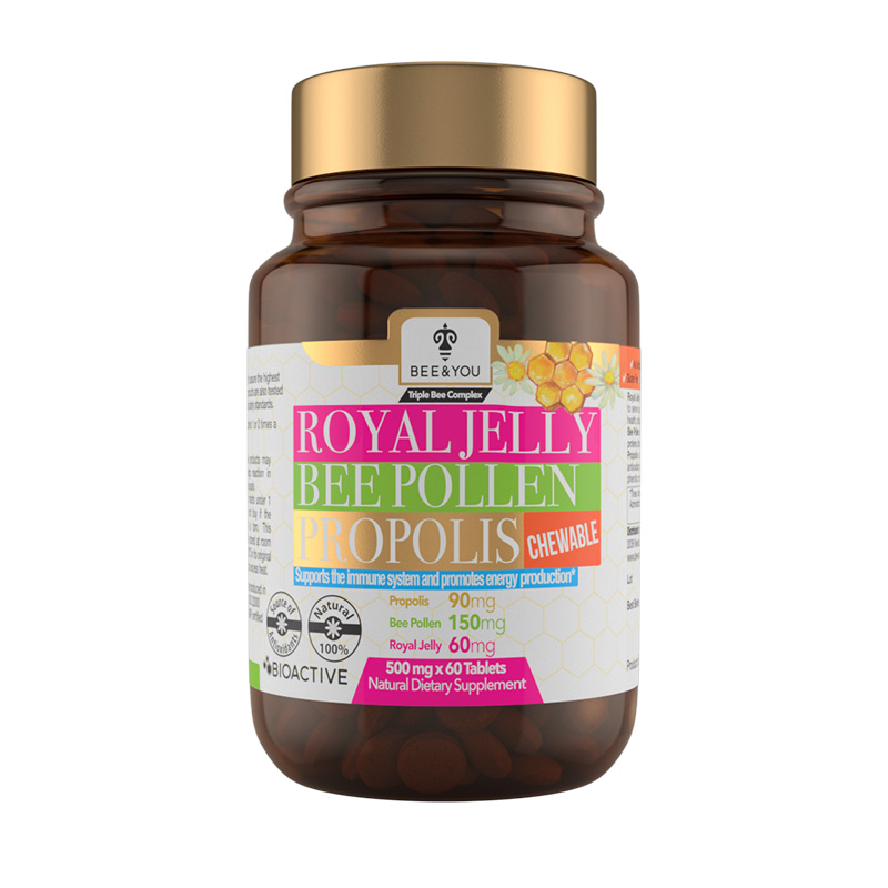 Bee and You Royal Jelly + Propolis + Bee Pollen Chewable Tablets - High Potency