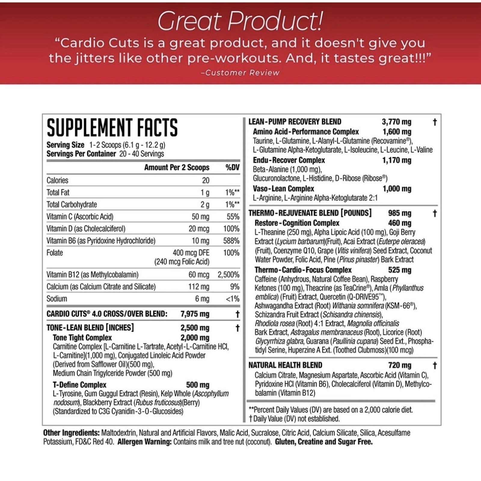 Cardio Cuts NDS Nutrition 4.0 Pre Cardio &weight Loss- Exp07/27