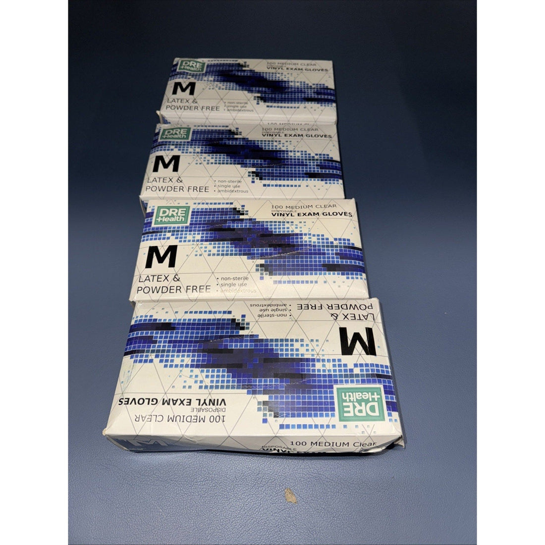 DRE Health Disposable Vinyl Exam Gloves, Medium, 100 Count (Lot of 4)