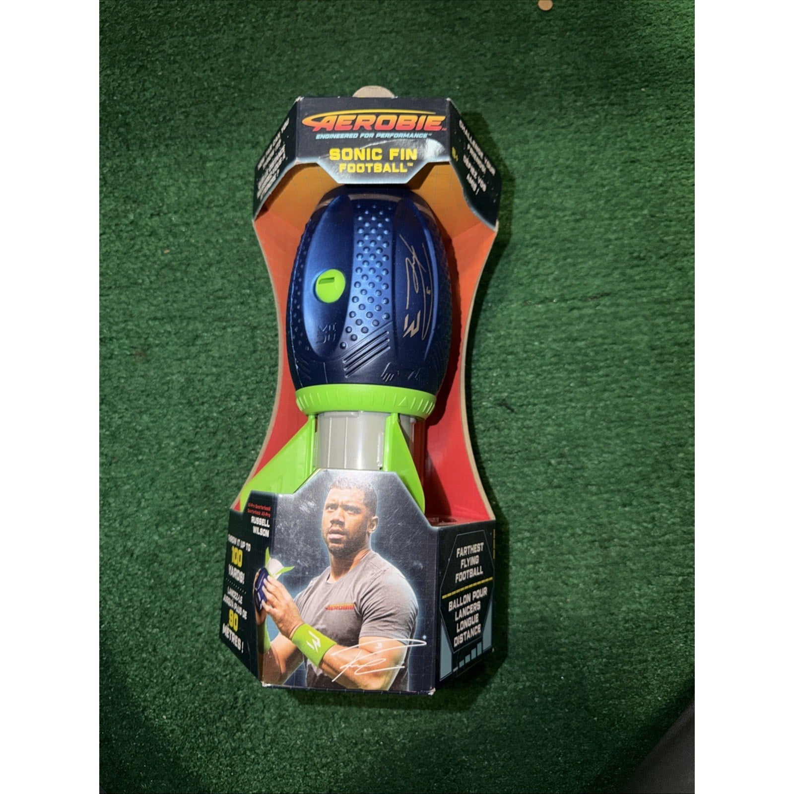Aerobie Sonic Fin Aerodynamic Football by Russell Wilson, for Kids and Adults