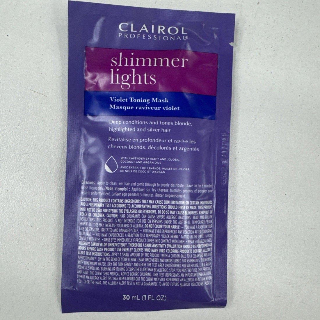 Clairol Shimmer Lights Violet Toning Mask for Blonde Hair, 1 oz