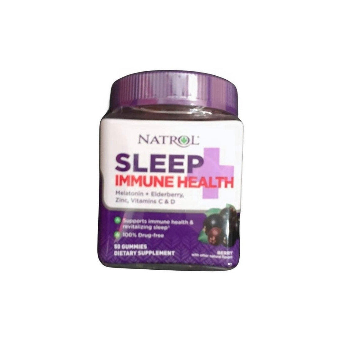 Natrol Sleep+ Immune Health Gummy, Sleep Aid & Immunity Support, 50 Berry Flavored Gummies