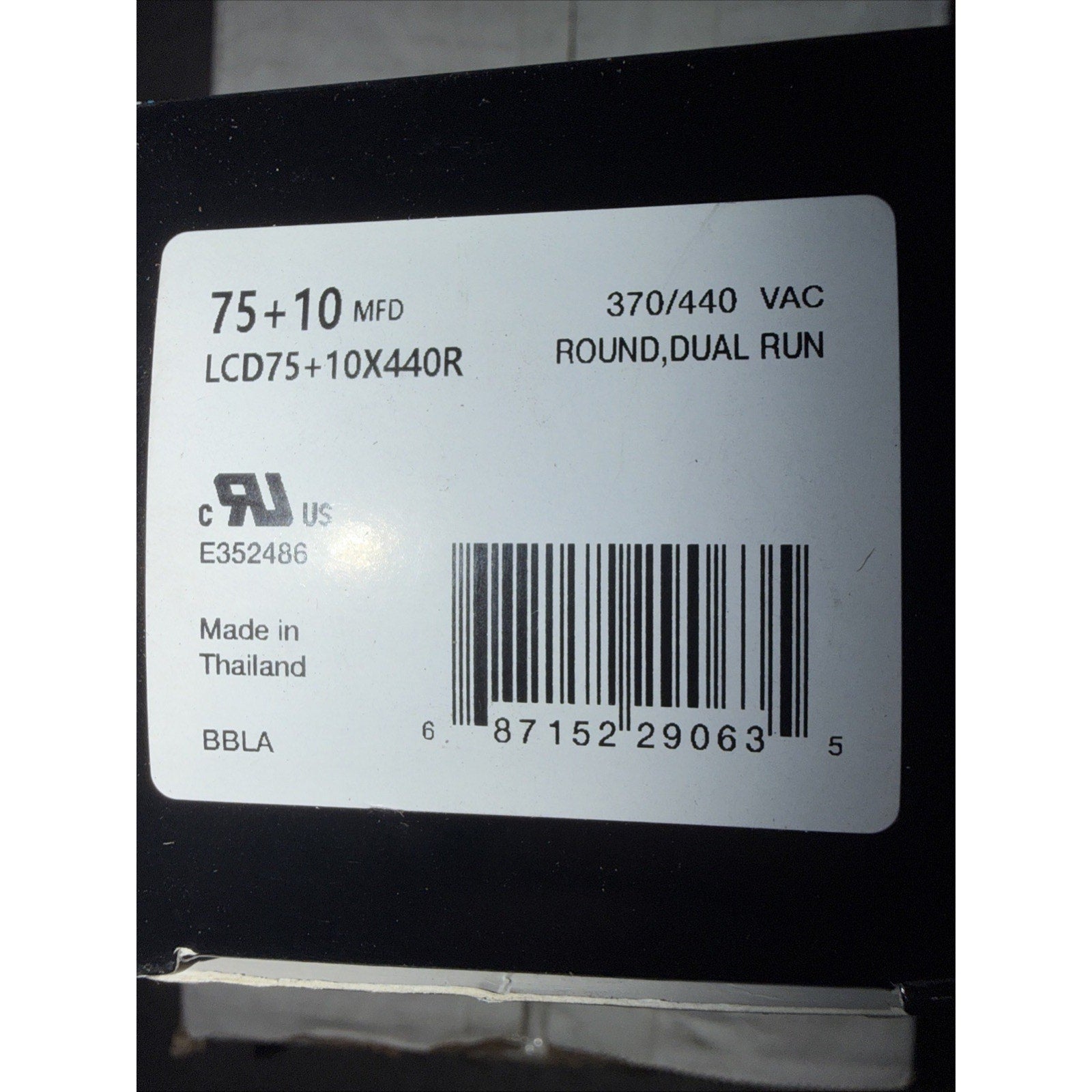 Linebacker LCD75+10X440R Dual Run Capacitor 75/10 MFD 440V Round