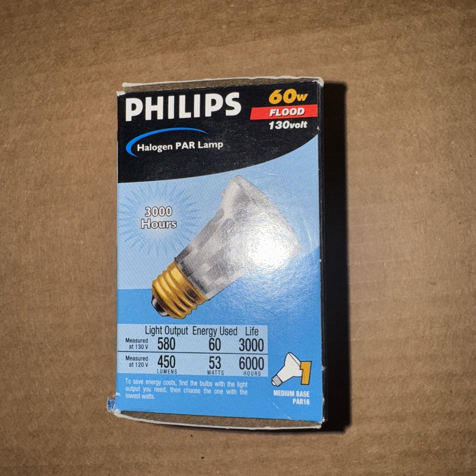 Philips Halogen Flood Light, 60W 130V, PAR38 (3000 Hours)