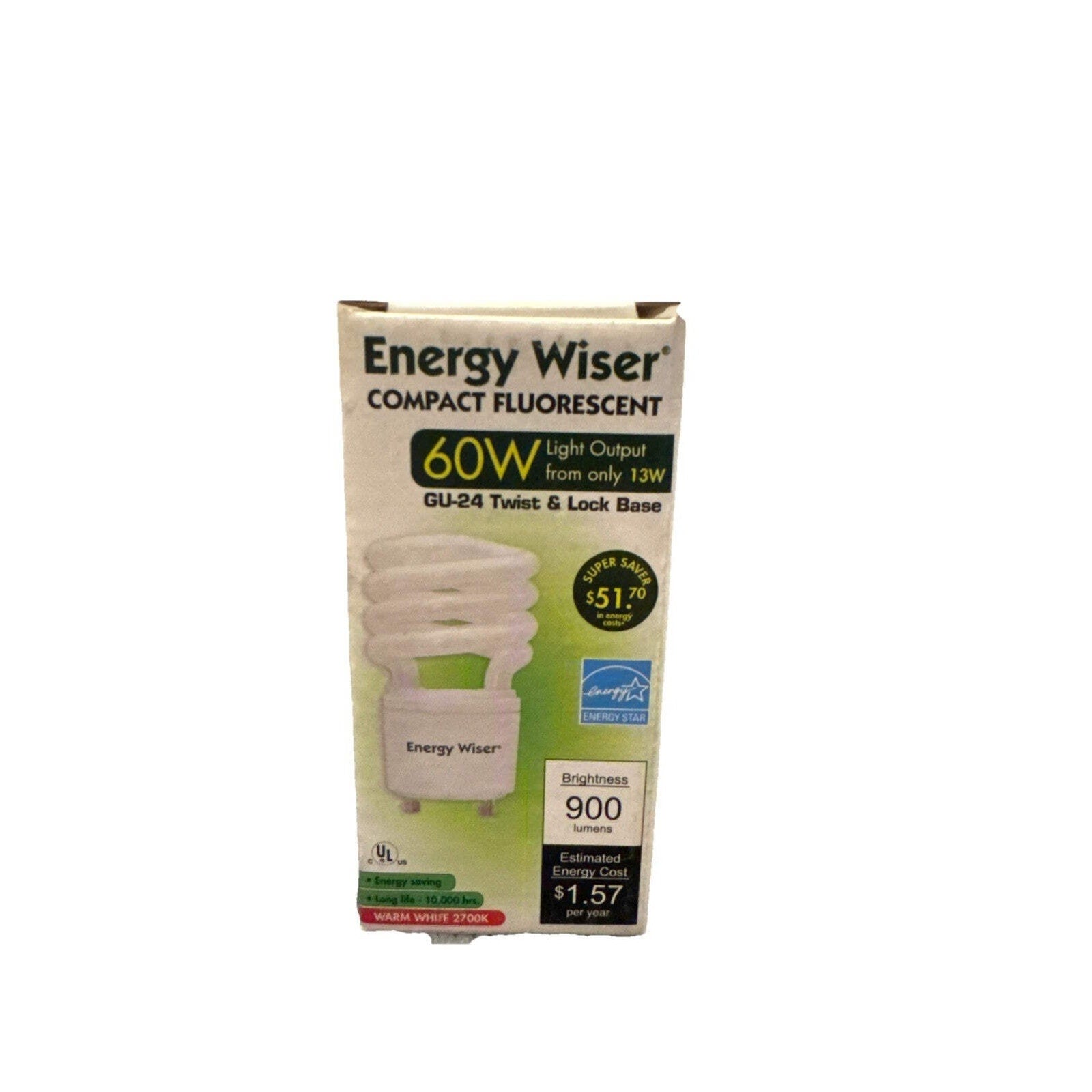 Energy Wiser GU24 CFL Bulb 13W (60W Eq) Warm White 2700K Spiral, Set of 6