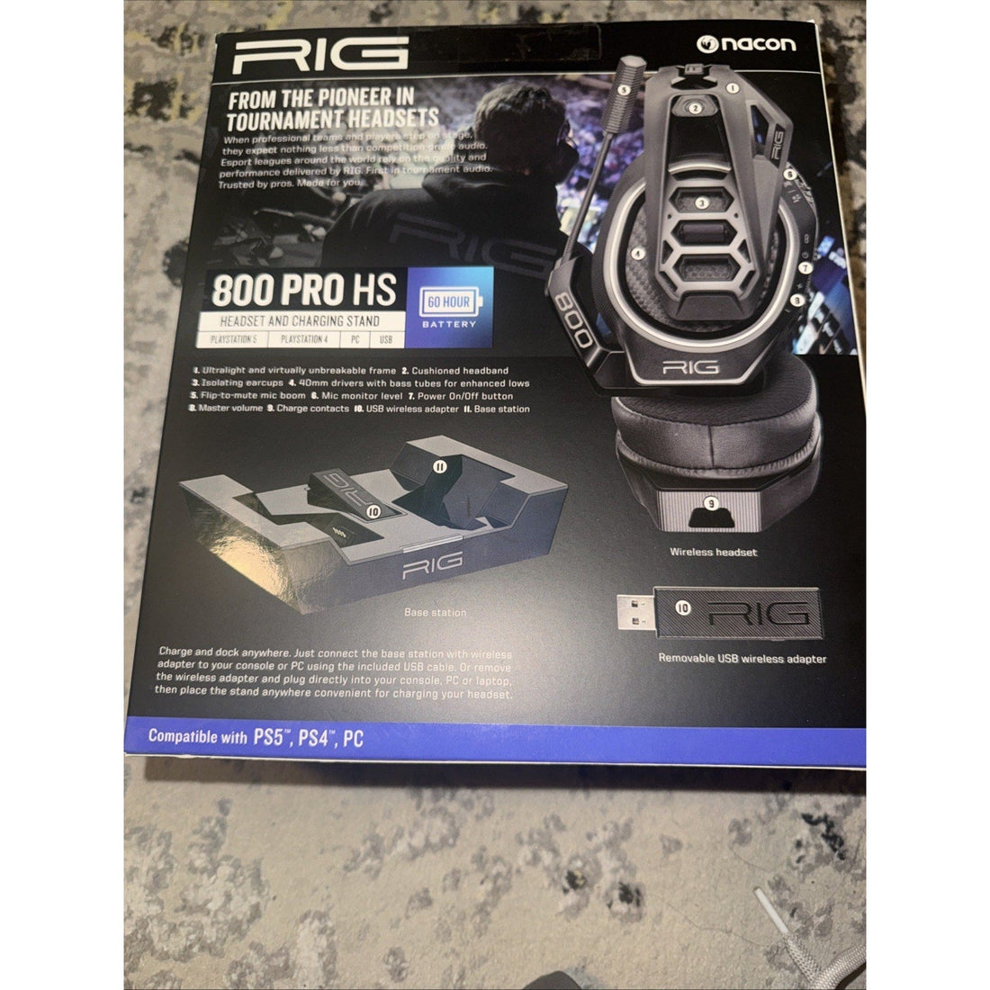 RIG 800 Pro HS Wireless Gaming Headset with Charging Stand, Black