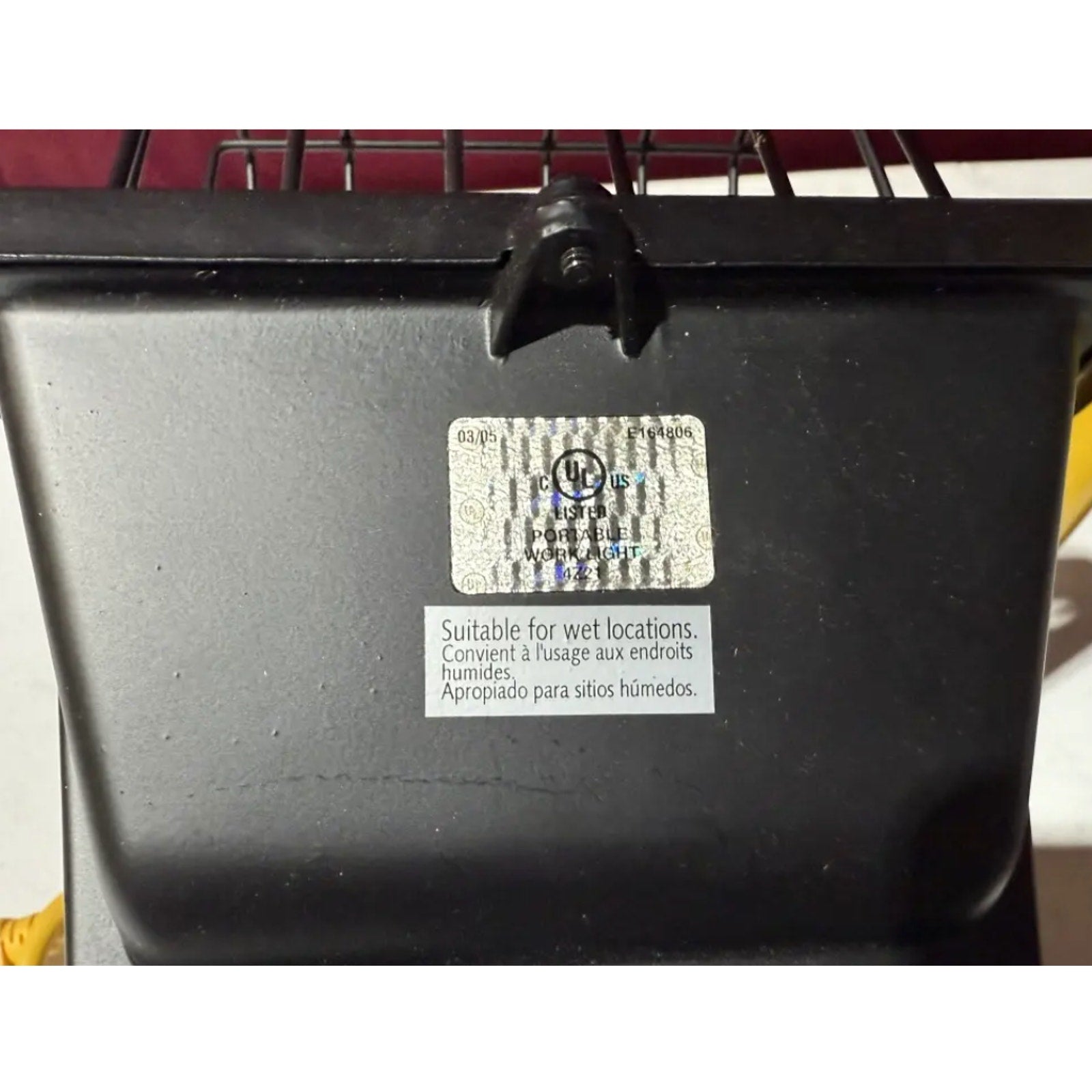 Portable Halogen Work Light with Tube Stand & Protective Cage, Corded (Yellow)