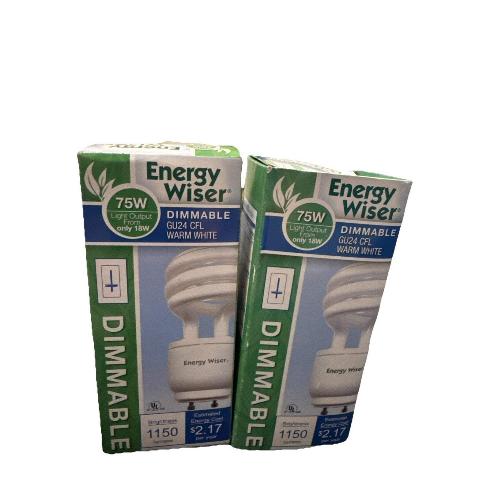 Energy Wiser 18W GU24 Dimmable CFL Bulb 75W Eq 1150lm Warm White, Set of 2