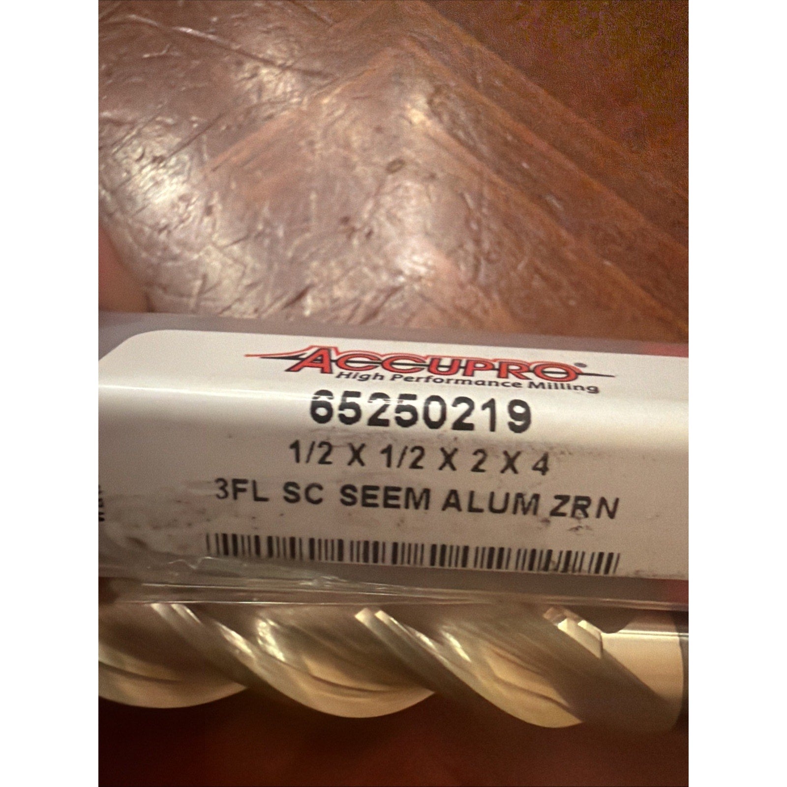 Accupro 65250219 1/2" Carbide End Mill 3 Flute ZrN Aluminum 4" OAL New