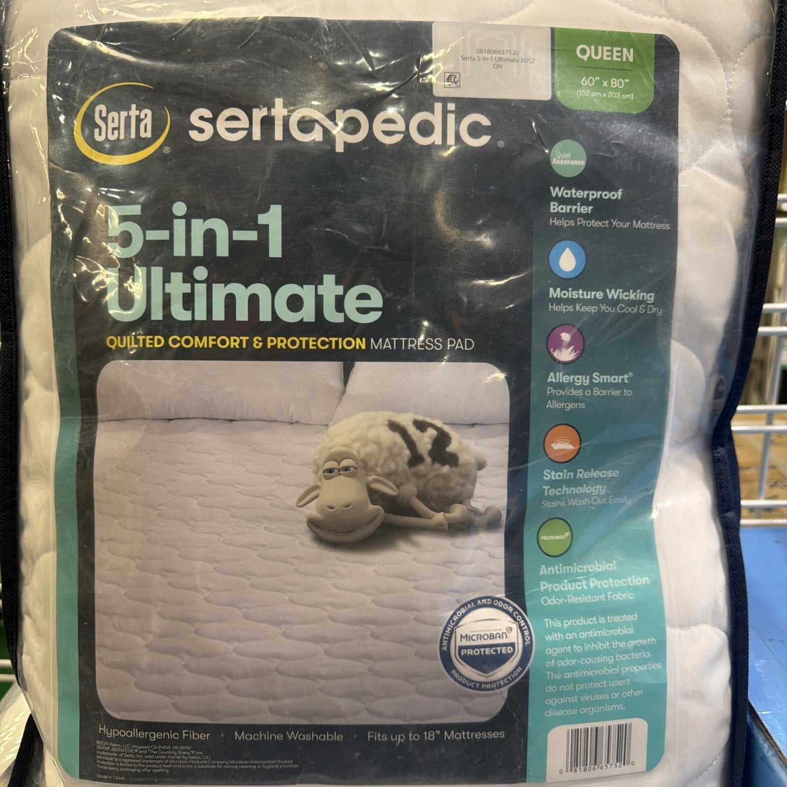 Sertapedic 5-In-1 Ultimate Quilted Comfort & Protection Mattress Pad, Queen