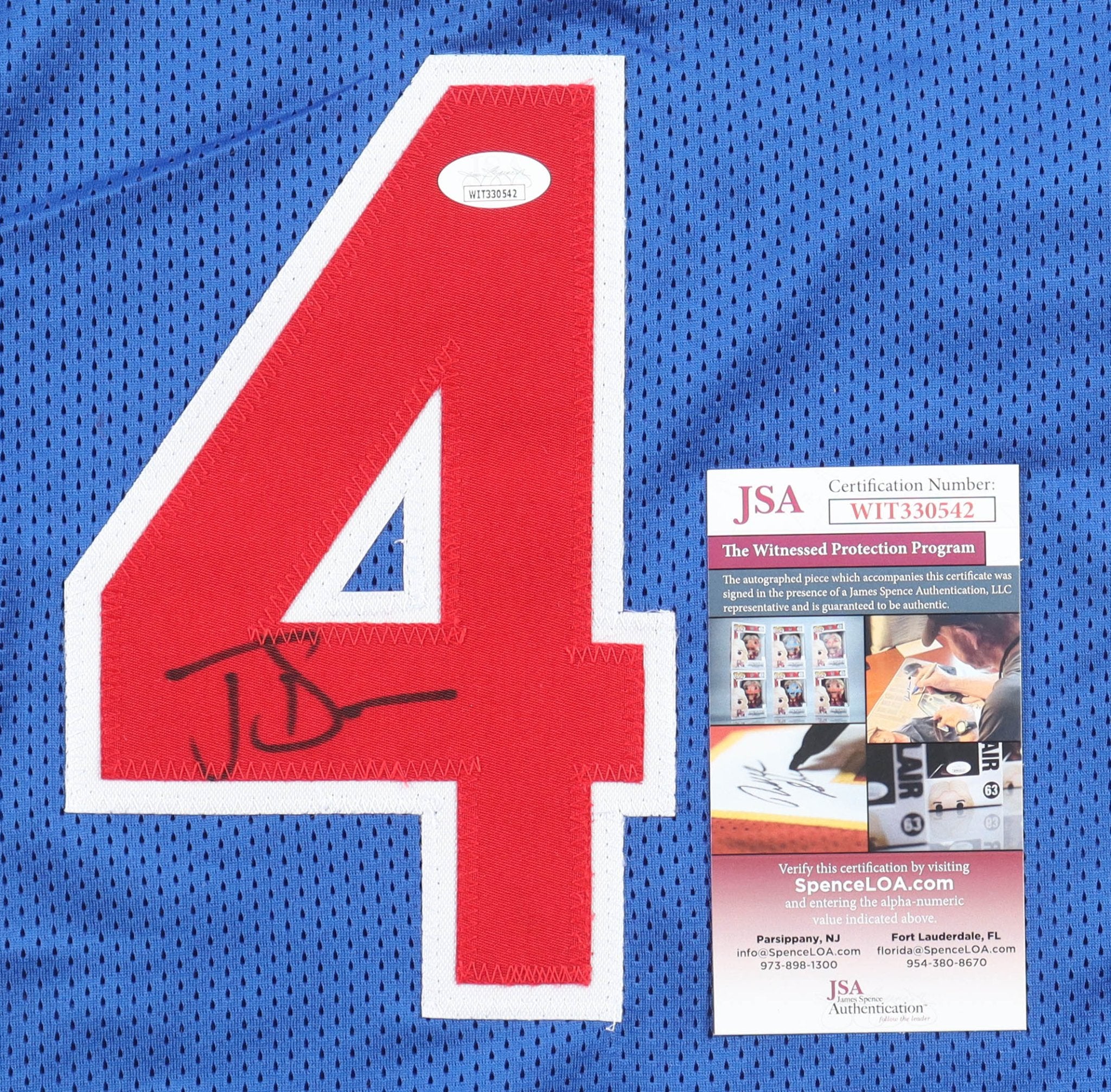 Joe Dumars Signed Detroit Pistons Jersey Career Highlights JSA COA XL