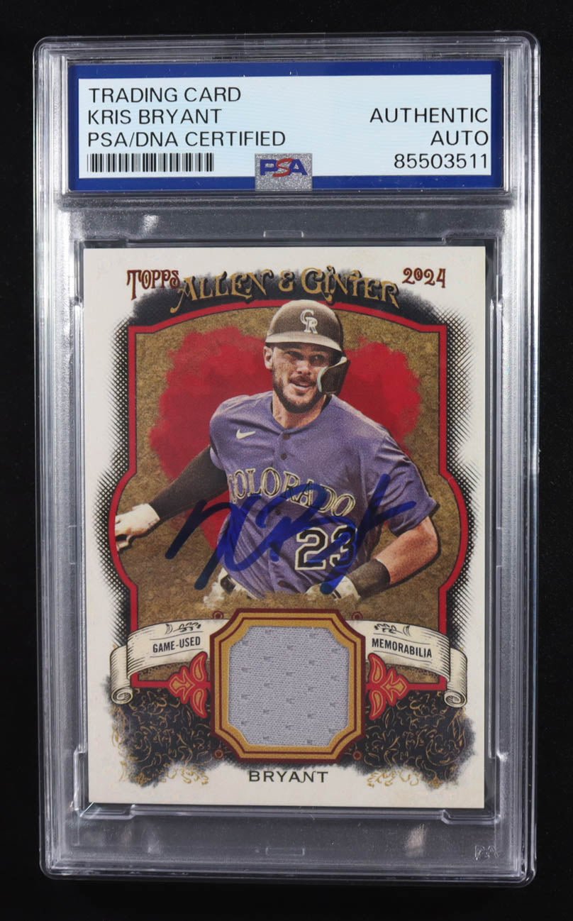 Kris Bryant 2024 Topps Allen and Ginter Game Used Memorabilia Auto PSA Authentic