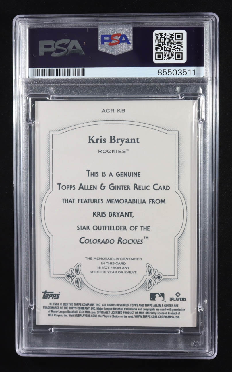 Kris Bryant 2024 Topps Allen and Ginter Game Used Memorabilia Auto PSA Authentic